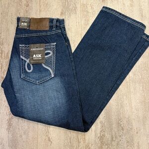 Ask Men's Slim Straight Blue Jeans